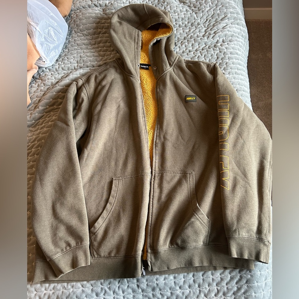 Hurley Olive Jacket with Mustard Lining